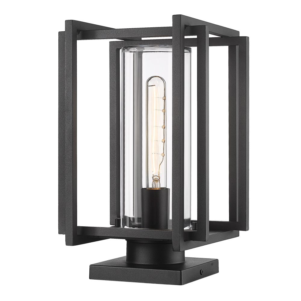 Golden Lighting 6071-OPR NB-CLR Tribeca NB Pier Mount - Outdoor in Natural Black with Clear Glass Shade